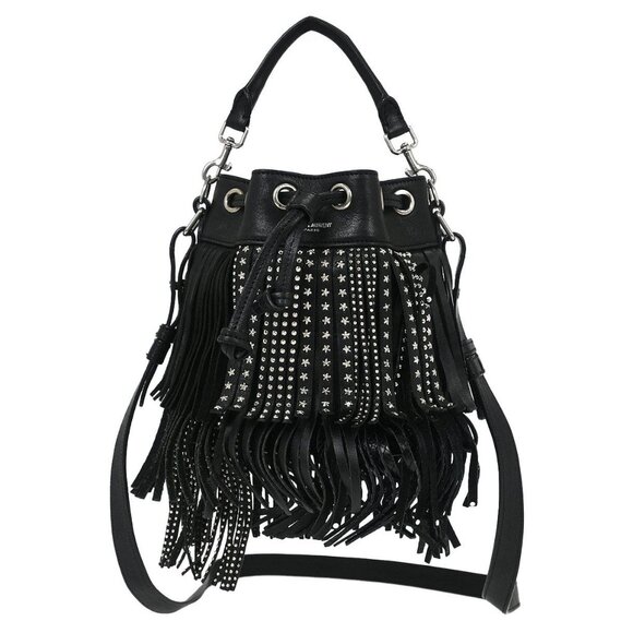 Saint Laurent Black Emmanuelle Fringe Shoulder Bag GT･357603･1115 115737 - Picture 1 of 9